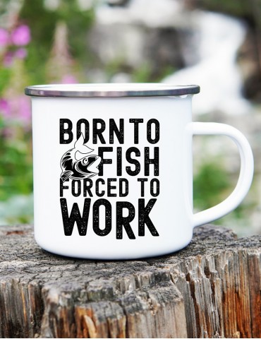 Cană Metalică Emailată - Born To Fish