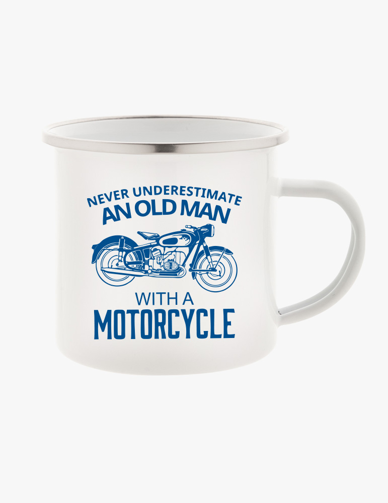 Cană Metalică Emailată - Old Man Motorcycle