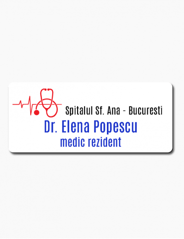 Ecuson Alb cu suport magnetic 7x3 cm