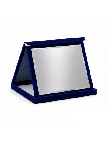Placheta onorifică din catifea albastra cu placuta metal argintie PLD 16k