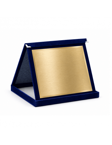 Placheta onorifică din catifea albastra cu placuta metal aurie PLD 16k