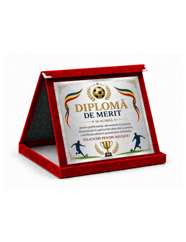 Placheta onorifică din catifea rosie cu placuta metal argintie PLD 16k