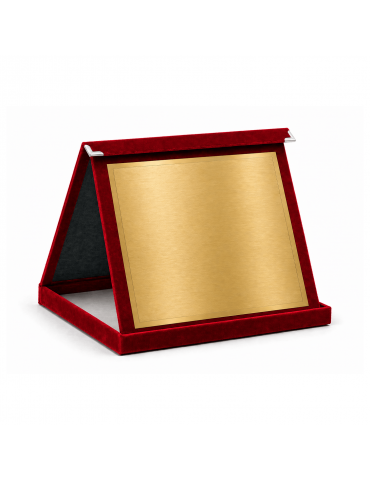 Placheta onorifică din catifea rosie cu placuta metal aurie PLD 16k