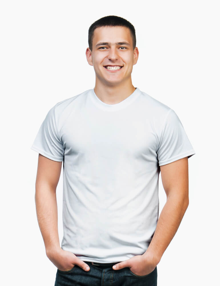 Tricou personalizat bărbat - alb, față-verso