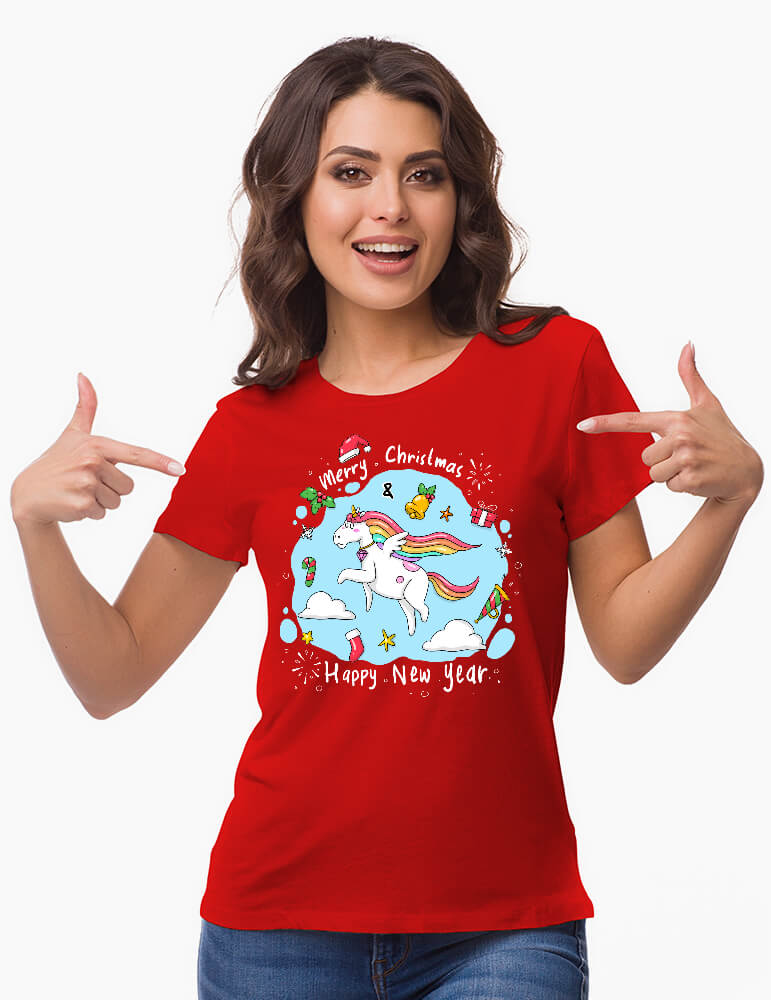 Unicorn - Tricou Damă Crăciun